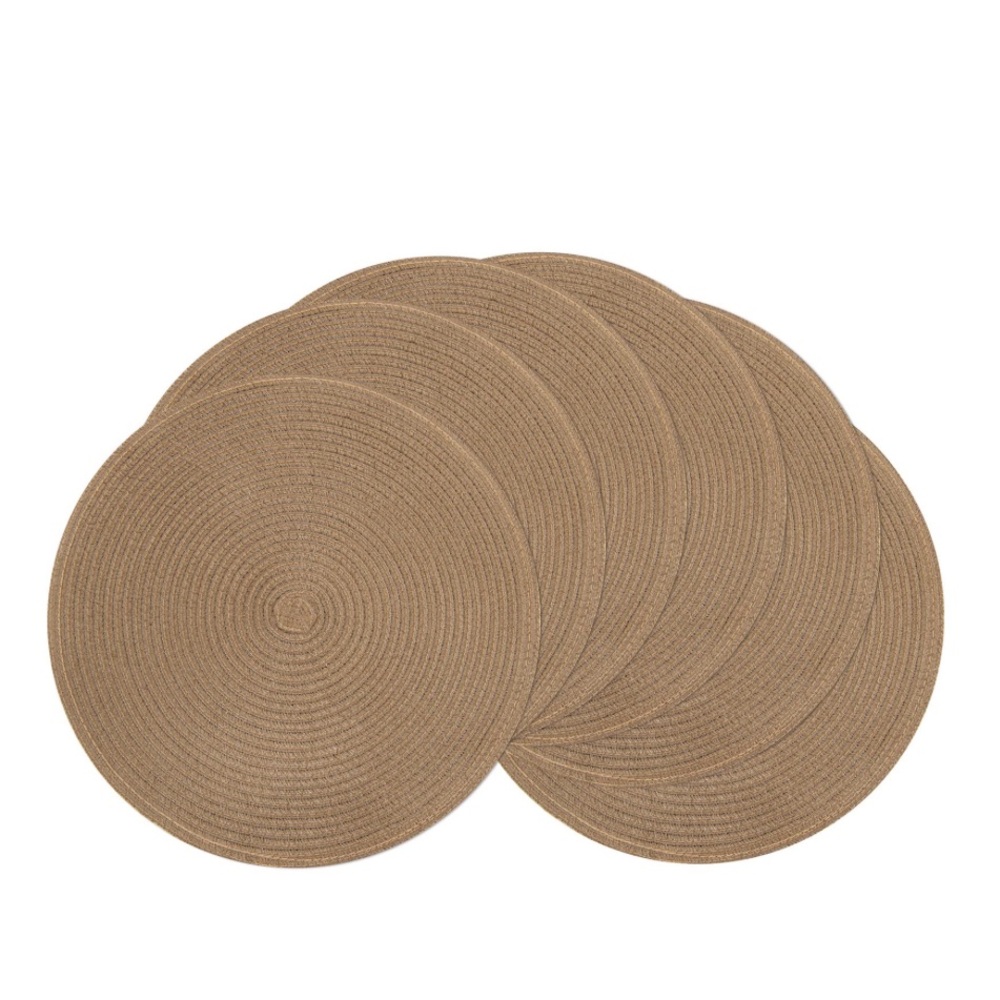 Set of 15” Round Woven Placemats in Tan